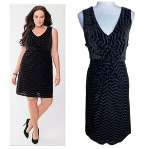 Lane Bryant Black Velvet Striped Burnout Sleeveless Dress Womens 18-20